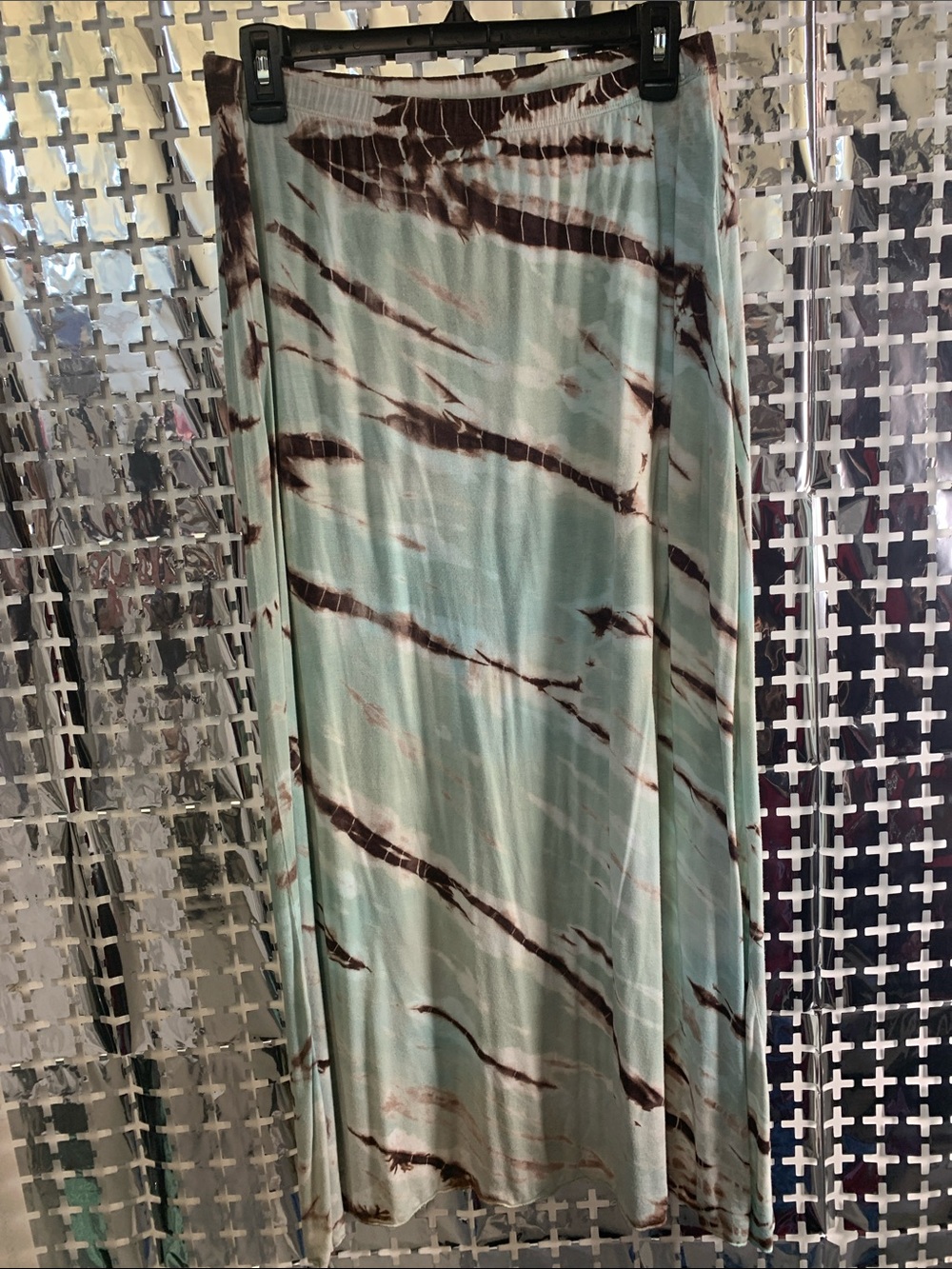 Tryst Mint Green and Brown Tie-Dye Maxi Skirt